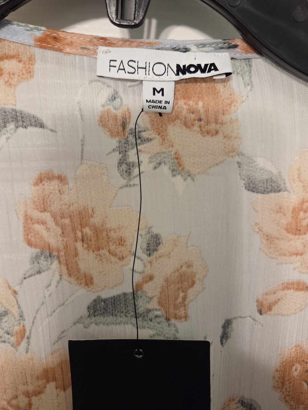 Fashion Nova Women's Floral Peach Midi Long Sleeve Romper